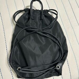 Black Drawstring Backpack Tote - Unbranded